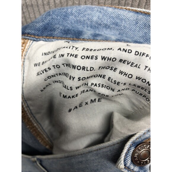 American Eagle Womens Denim Jeans Size 16 Short Factory Destroyed - Picture 15 of 16